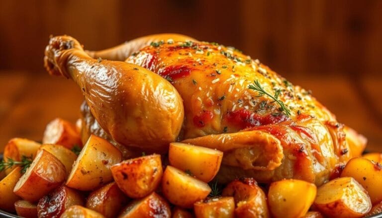 garlic parmesan chicken and potatoes