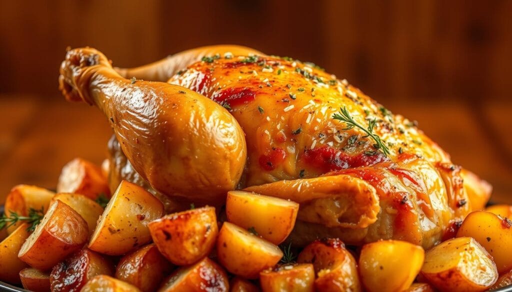 garlic parmesan chicken and potatoes